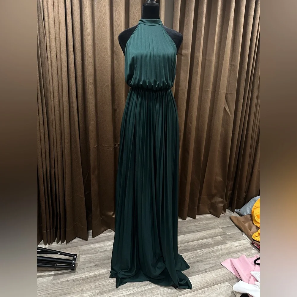 ASOS Forest Green Halter Pleated Maxi Dress - Picture 6 of 6